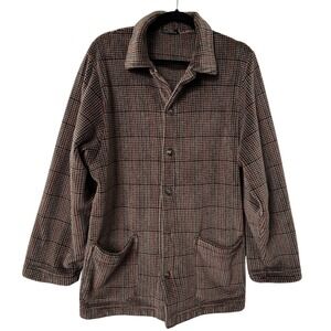 Vintage St. Michael M&S Chenille Button Up Sweater Mens M Chore Houndstooth UK